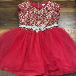 American Girl Red/Silver Sequin GIRLS Party Or Holiday Dress Size 6